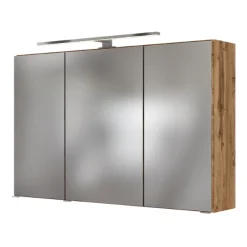 Held LunaBadezimmer : Spiegelschrank, Waschbeckenschrank, 2x Säulenschrank - Anthrazit/Eiche