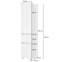 Held LunaBadezimmer : Spiegelschrank, Waschbeckenschrank, Säulenschrank - Weiß/Eiche Dekor