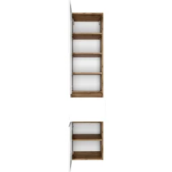 Held LunaBadezimmer : Spiegelschrank, Waschbeckenunterschrank, Säulenschrank - Weiß/Eiche Dekor