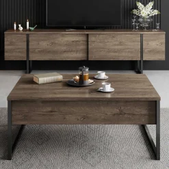 Emob Luxe C Couchtisch | 100 % MELAMIN | Walnuss, Schwarz