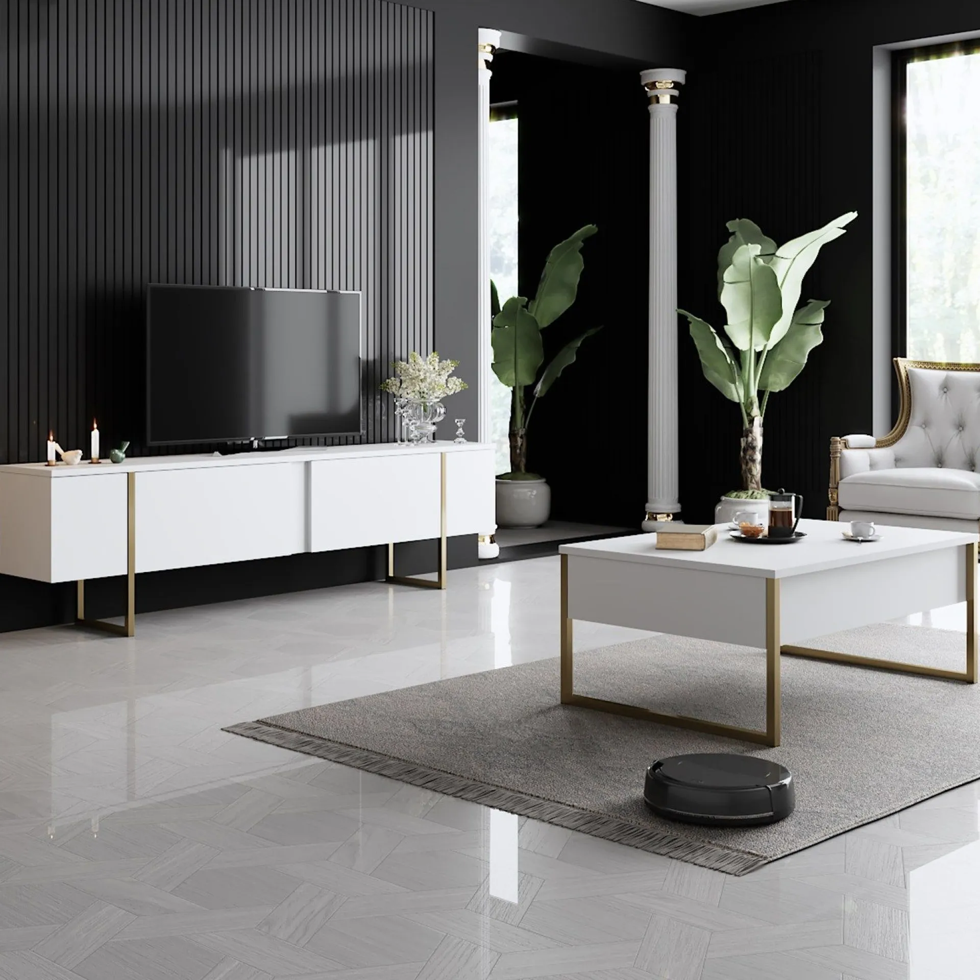 Emob Luxe C Couchtisch | 100 % MELAMIN | , Gold
