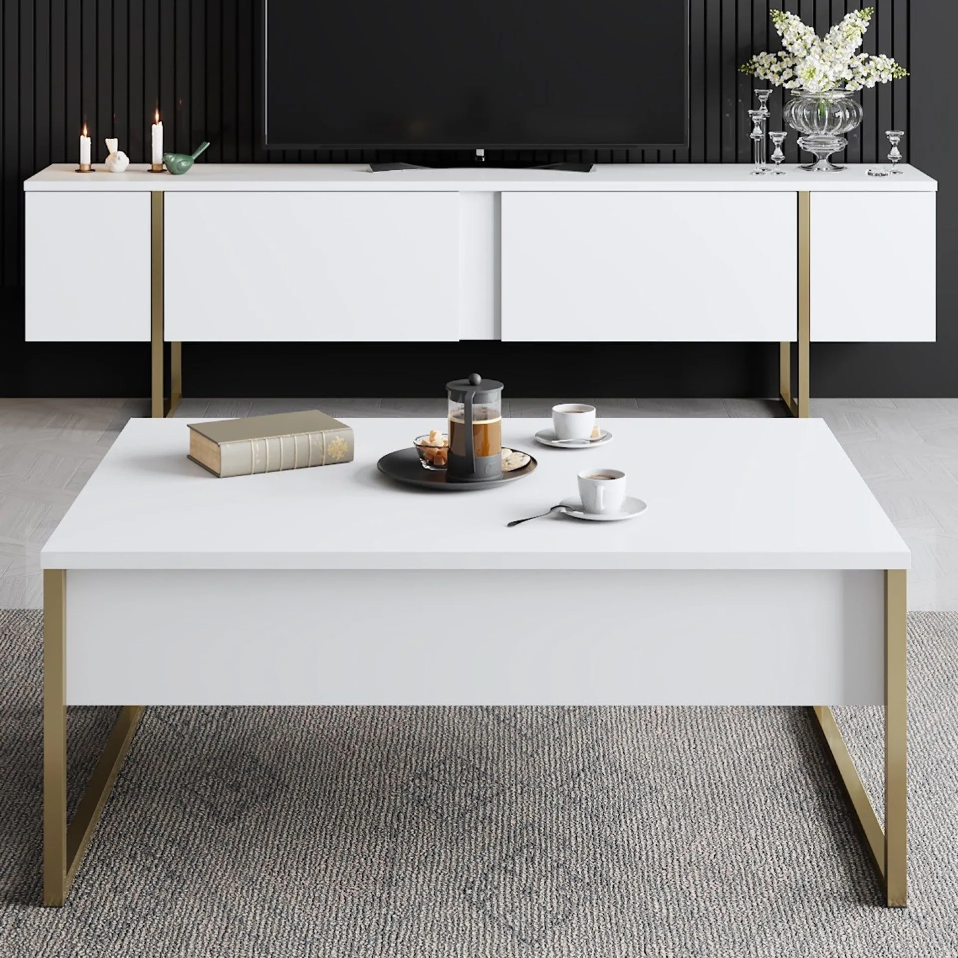Emob Luxe C Couchtisch | 100 % MELAMIN | , Gold