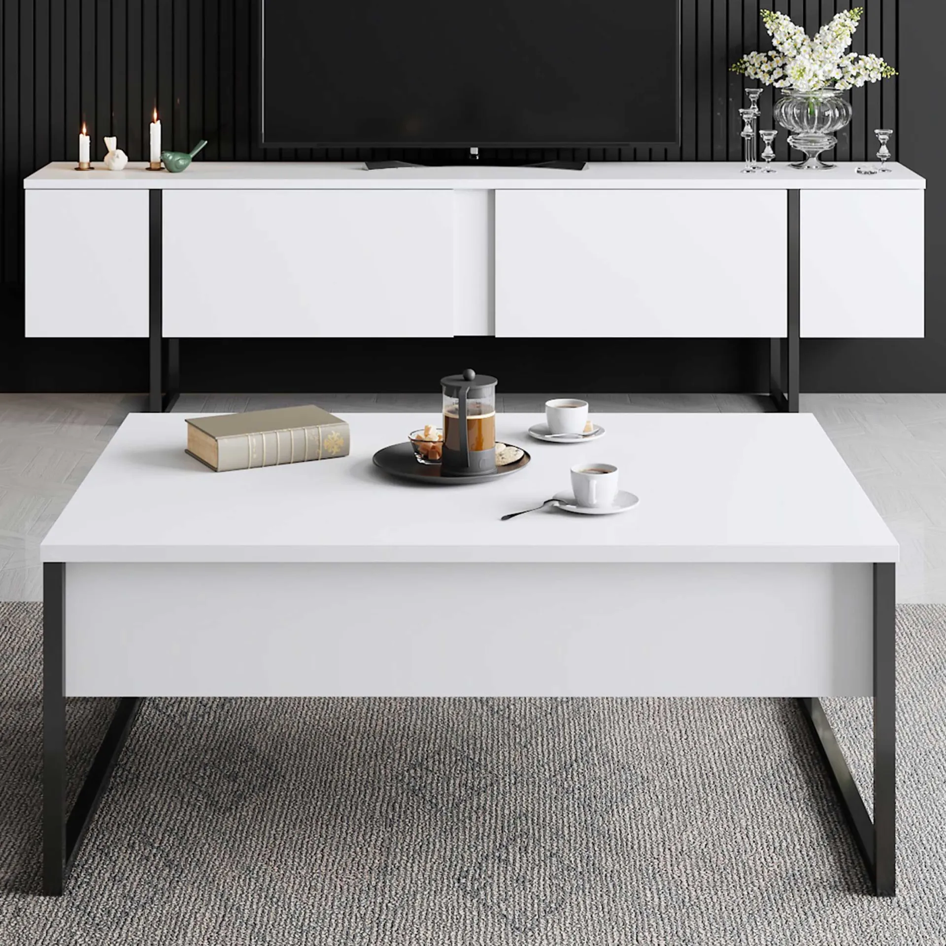 Emob Luxe C Couchtisch | 100 % MELAMIN | , Schwarz