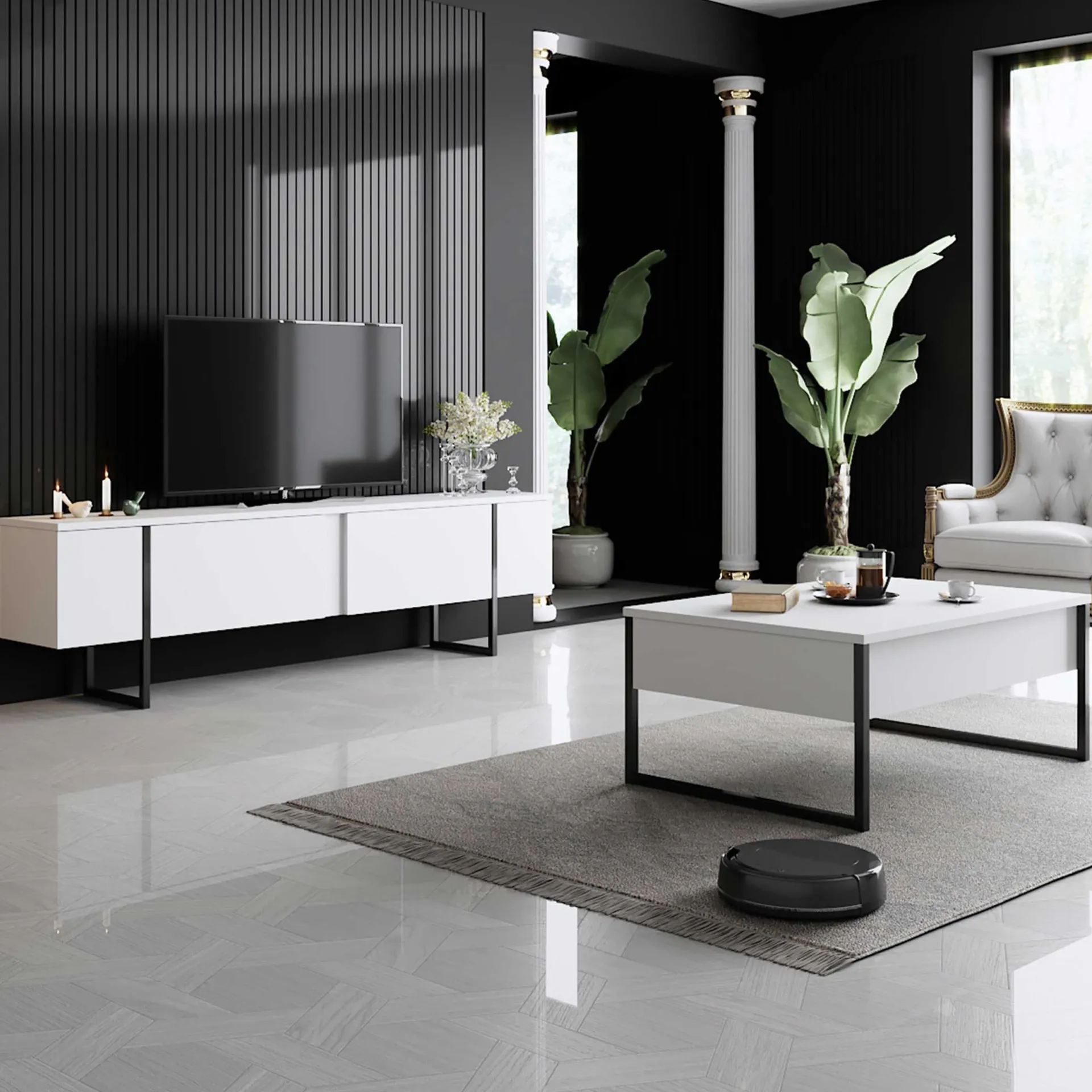 Emob Luxe C Couchtisch | 100 % MELAMIN | , Schwarz