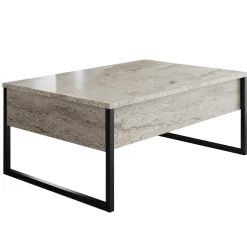 Emob Luxe Couchtisch | 100 % MELAMIN | Travertin, Schwarz