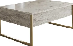 Emob Luxe Couchtisch | 100 % MELAMIN | Travertin, Gold