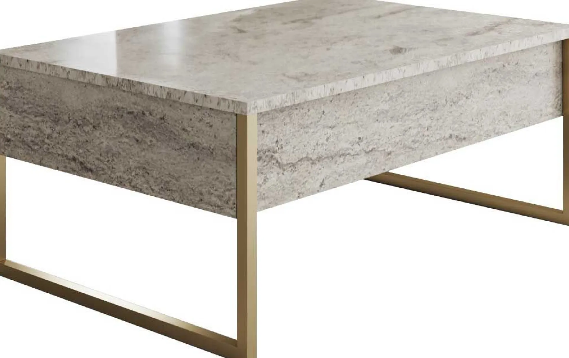 Emob Luxe Couchtisch | 100 % MELAMIN | Travertin, Gold