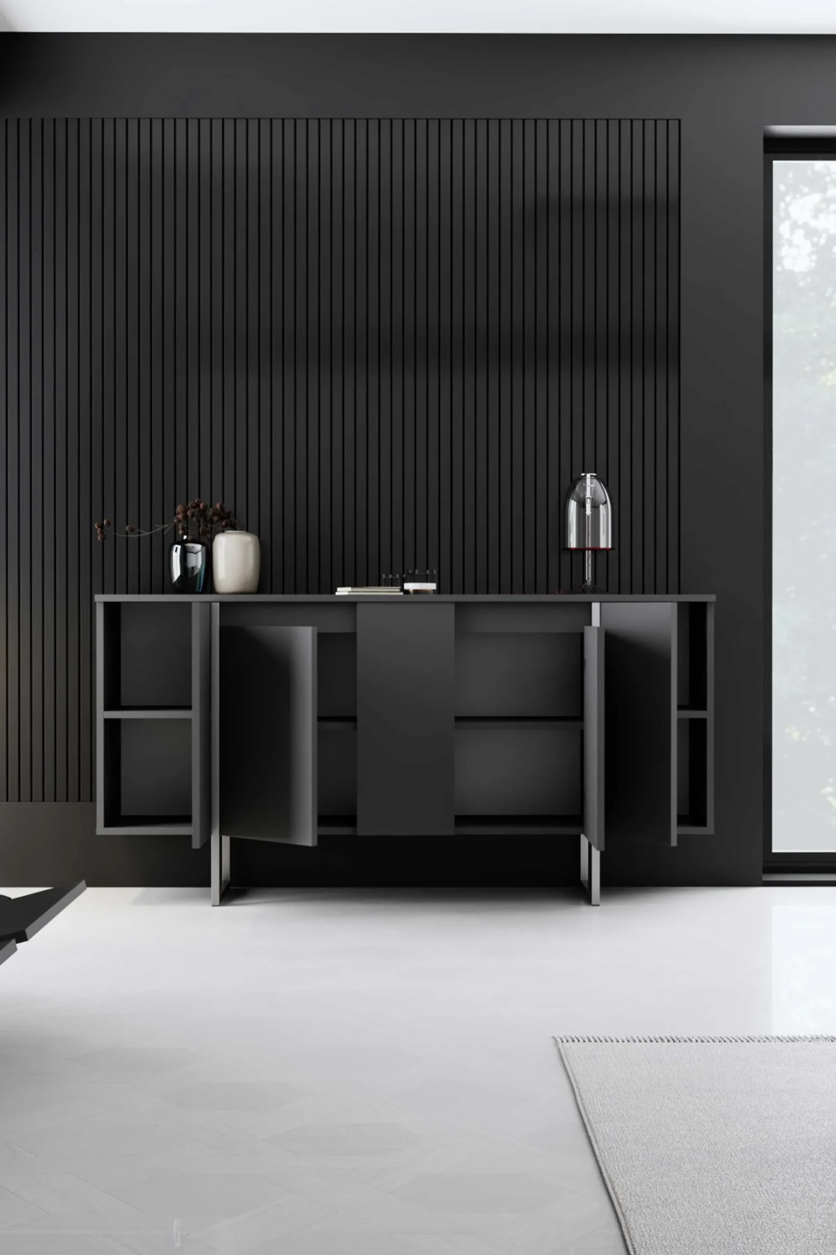 Luxe Konsole | 100% MELAMIN | Anthrazit, Silber