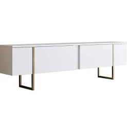 Luxe T TV-Ständer | 100 % MELAMIN | Weiß, Gold