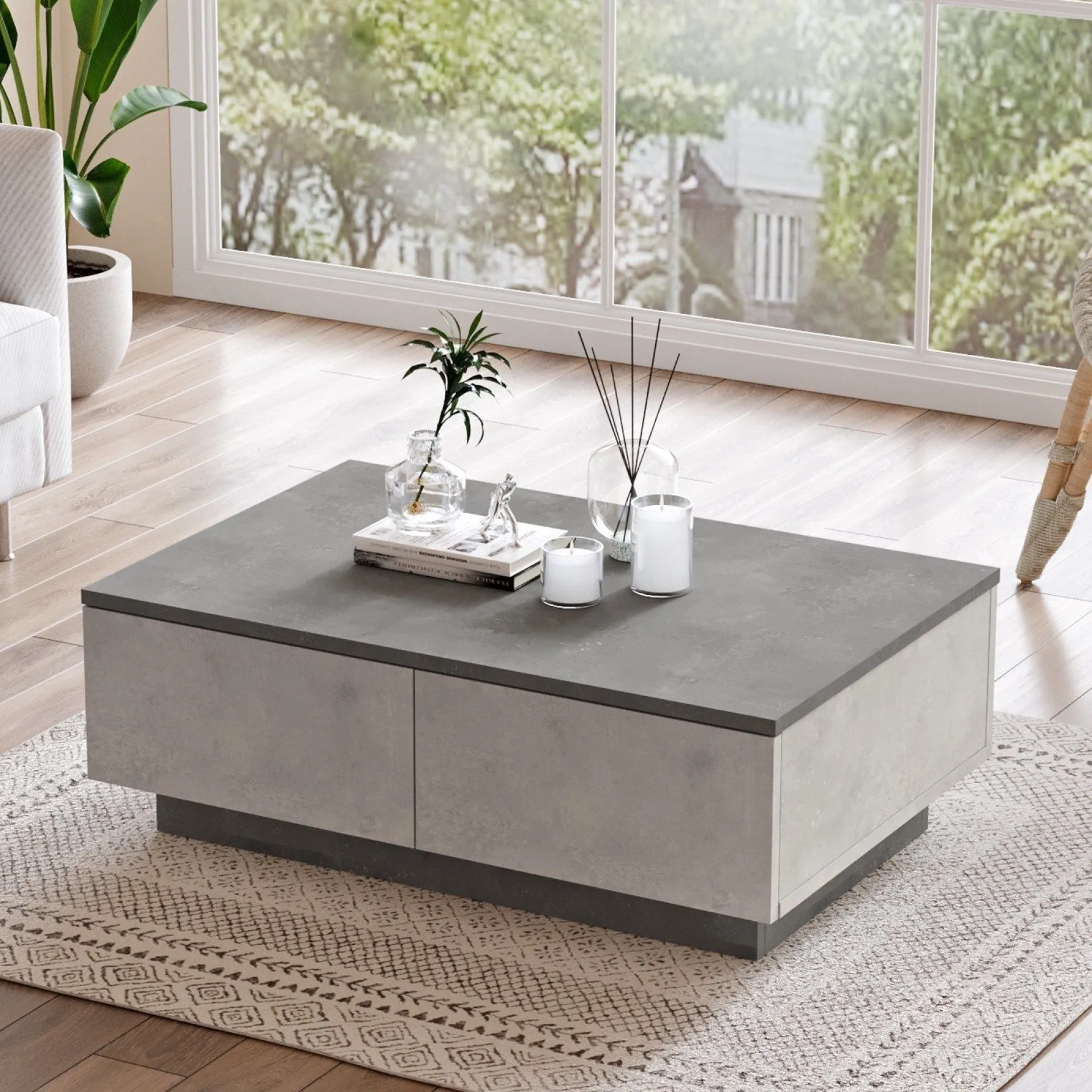 Emob LV17 Couchtisch | 100 % MELAMIN | Silber, Anthrazit