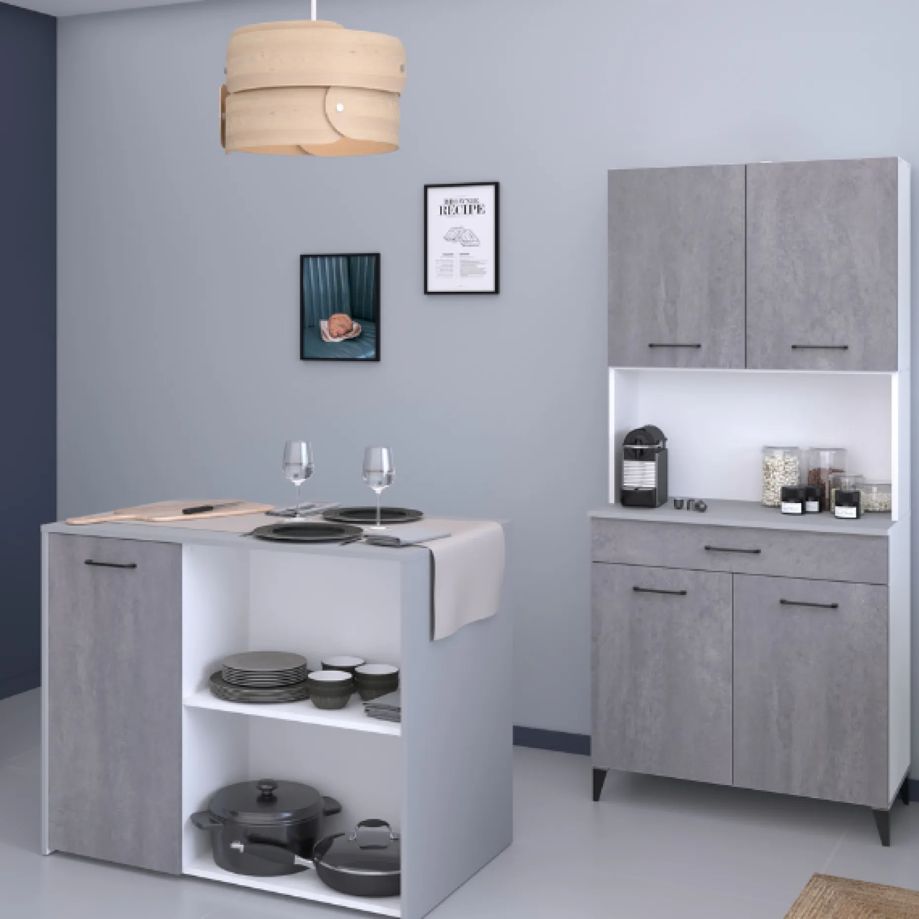 Maleficent Buffetschrank mit 4 Türen und 1 Schublade - Betonoptik