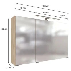 Held MalvoBadezimmer : Spiegelschrank, Waschtischschrank, Säulenschrank, Regal - Eiche