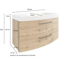 Held MalvoBadezimmer : Spiegelschrank, Waschtischschrank, Säulenschrank, Regal - Eiche