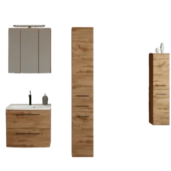 Held MalvoBadezimmer : Spiegelschrank, Waschbeckenschrank, Säulenschränke - Eiche