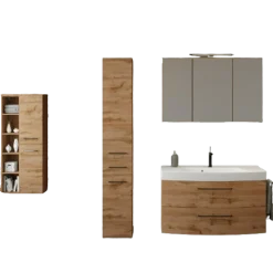 Held MalvoBadezimmer : Spiegelschrank, Waschbeckenschrank, Säulenschränke - Eiche