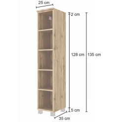 Held MalvoBadezimmer : Spiegelschrank, Waschtischschrank, Säulenschrank, Regal - Eiche