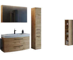 Held MalvoBadezimmer : Spiegelschrank, Waschtischschrank, Säulenschrank, Regal - Eiche