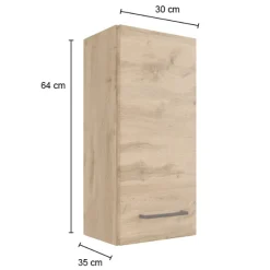 MalvoBadezimmer : Wandschränke, Spiegelschrank, Waschbeckenunterschrank, Säulenschrank, Regal - Eiche