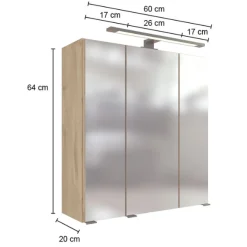 MalvoBadezimmer : Wandschränke, Spiegelschrank, Waschbeckenunterschrank, Säulenschrank, Regal - Eiche