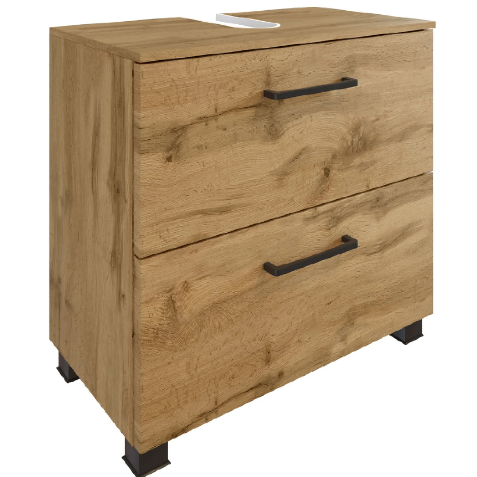 MalvoBadezimmer : Wandschränke, Spiegelschrank, Waschbeckenunterschrank, Säulenschrank, Regal - Eiche