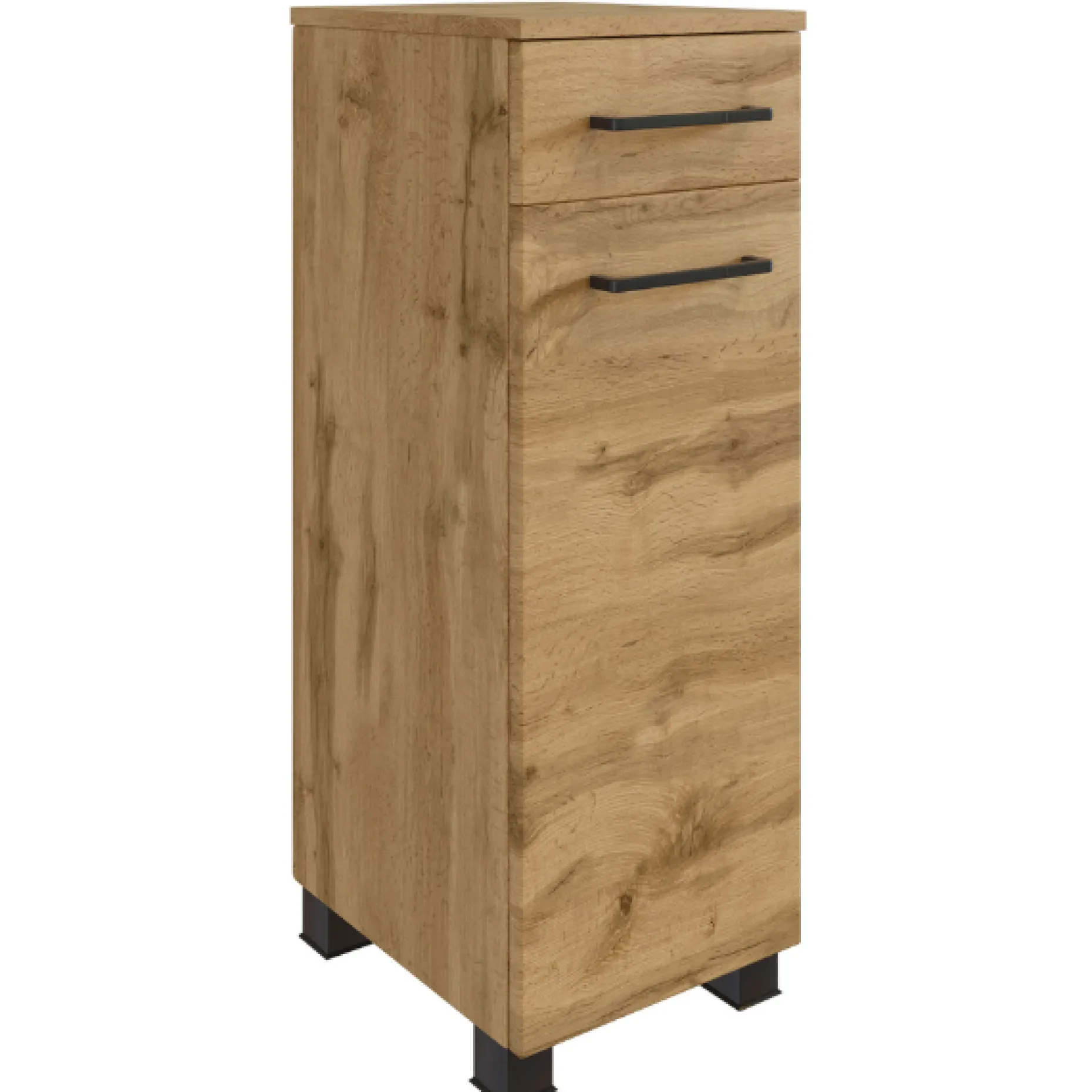 MalvoBadezimmer : Wandschränke, Spiegelschrank, Waschbeckenunterschrank, Säulenschrank, Regal - Eiche