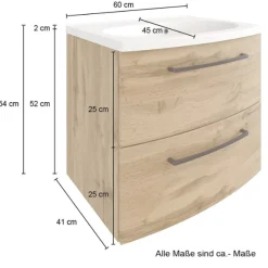Held MalvoBadezimmer : Wandschränke, Spiegelschrank, Waschtischschrank, Säulenschrank - Eiche
