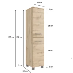 Held MalvoBadezimmer : Wandschränke, Spiegelschrank, Waschtischschrank, Säulenschränke - Eiche