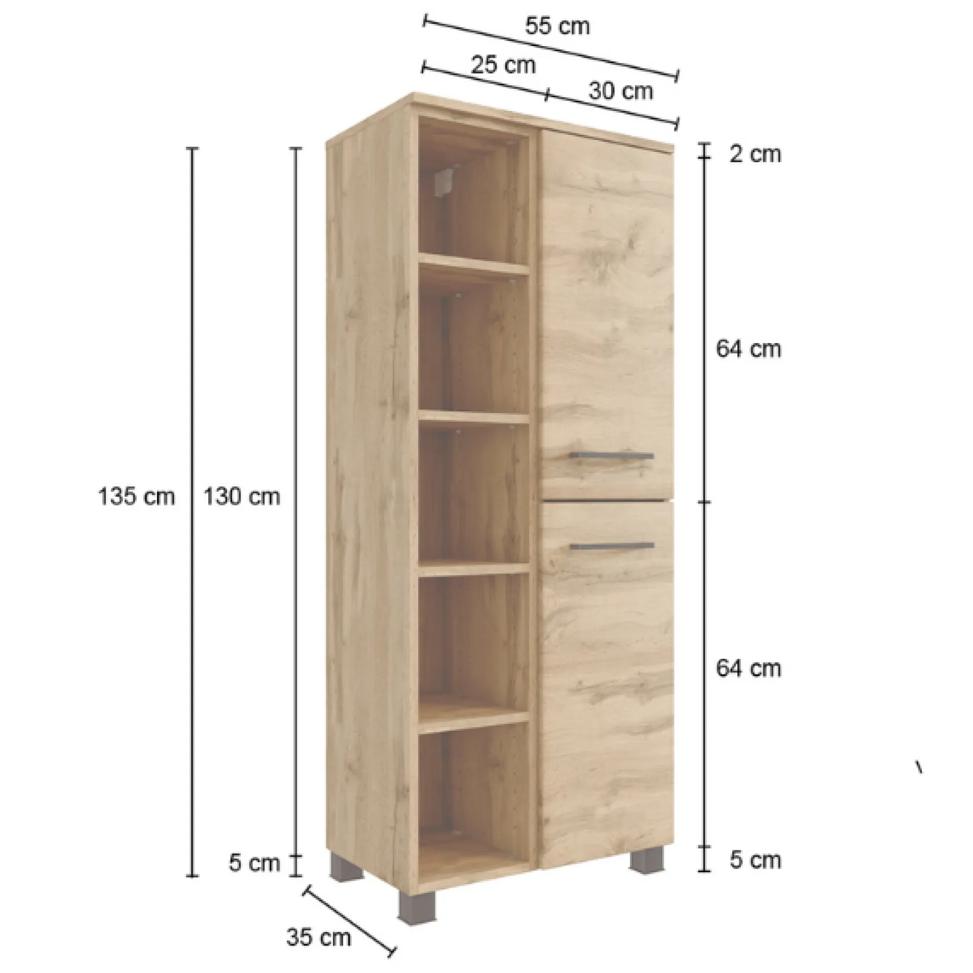 Held MalvoBadezimmer : Wandschränke, Spiegelschrank, Waschtischschrank, Säulenschränke - Eiche
