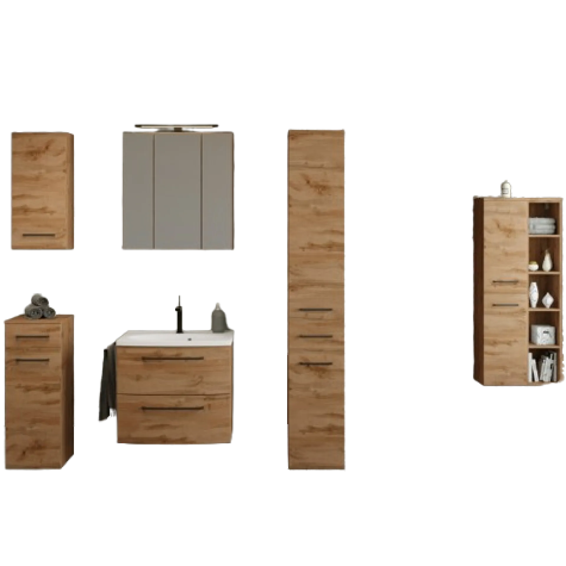 Held MalvoBadezimmer : Wandschränke, Spiegelschrank, Waschtischschrank, Säulenschränke - Eiche