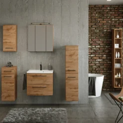 Held MalvoBadezimmer : Wandschränke, Spiegelschrank, Waschtischschrank, Säulenschrank, Regal - Eiche
