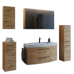 Held MalvoBadezimmer : Wandschränke, Spiegelschrank, Waschtischschrank, Säulenschrank - Eiche