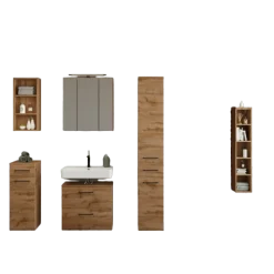 Held MalvoBadezimmer : Wandschränke, Spiegelschrank, Waschbeckenunterschrank, Säulenschrank, Regal - Eiche
