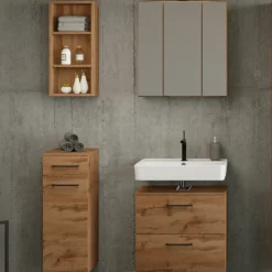 Held MalvoBadezimmer : Wandschränke, Spiegelschrank, Waschtischunterschrank - Eiche