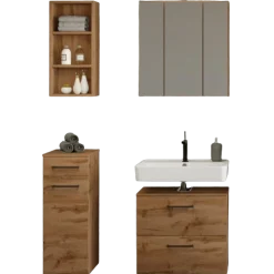 Held MalvoBadezimmer : Wandschränke, Spiegelschrank, Waschtischunterschrank - Eiche