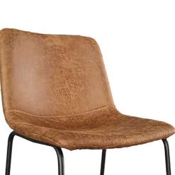 Rousseau Mancia Barhocker PU Cognac - Metall und Vintage Polsterung