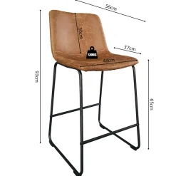 Rousseau Mancia Barhocker PU Cognac - Metall und Vintage Polsterung