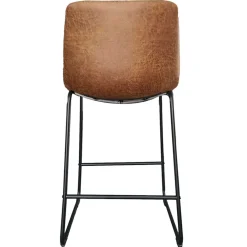 Rousseau Mancia Barhocker PU Cognac - Metall und Vintage Polsterung