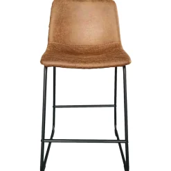 Rousseau Mancia Barhocker PU Cognac - Metall und Vintage Polsterung