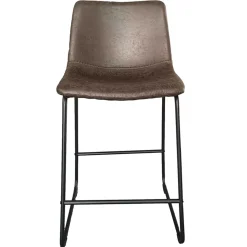Rousseau Mancia Barhocker PU Dunkel - Metall und Vintage Polsterung