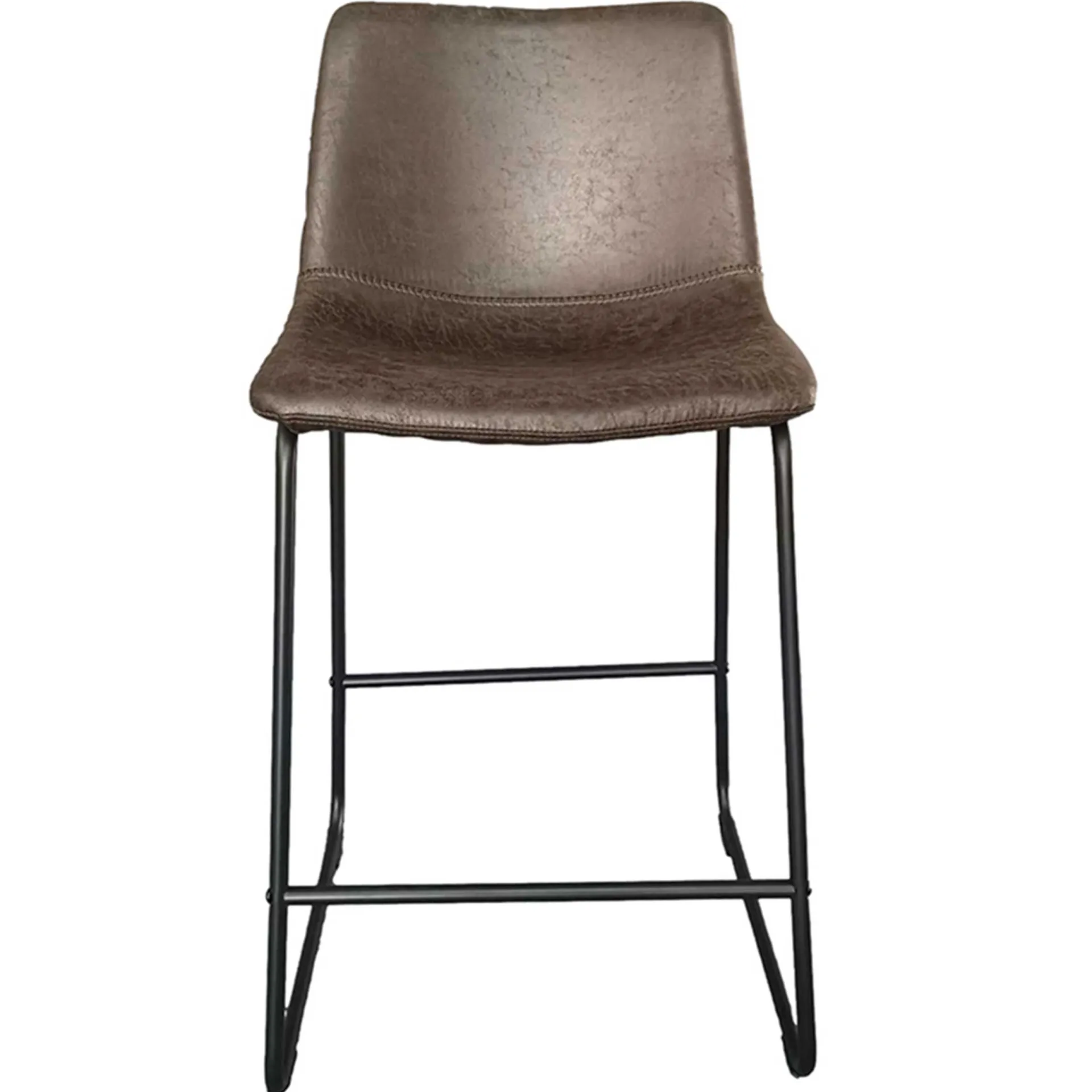 Rousseau Mancia Barhocker PU Dunkel - Metall und Vintage Polsterung