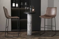 Rousseau Mancia Barhocker PU Dunkel - Metall und Vintage Polsterung