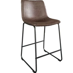Rousseau Mancia Barhocker PU Dunkel - Metall und Vintage Polsterung