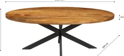 Rousseau Mango Ovaler Holztisch Alexa - Metallgestell - 200 cm