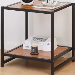 Emob Exclusive Marek Beistelltisch - 48x44x50cm - schwarzes Metall/Walnuss
