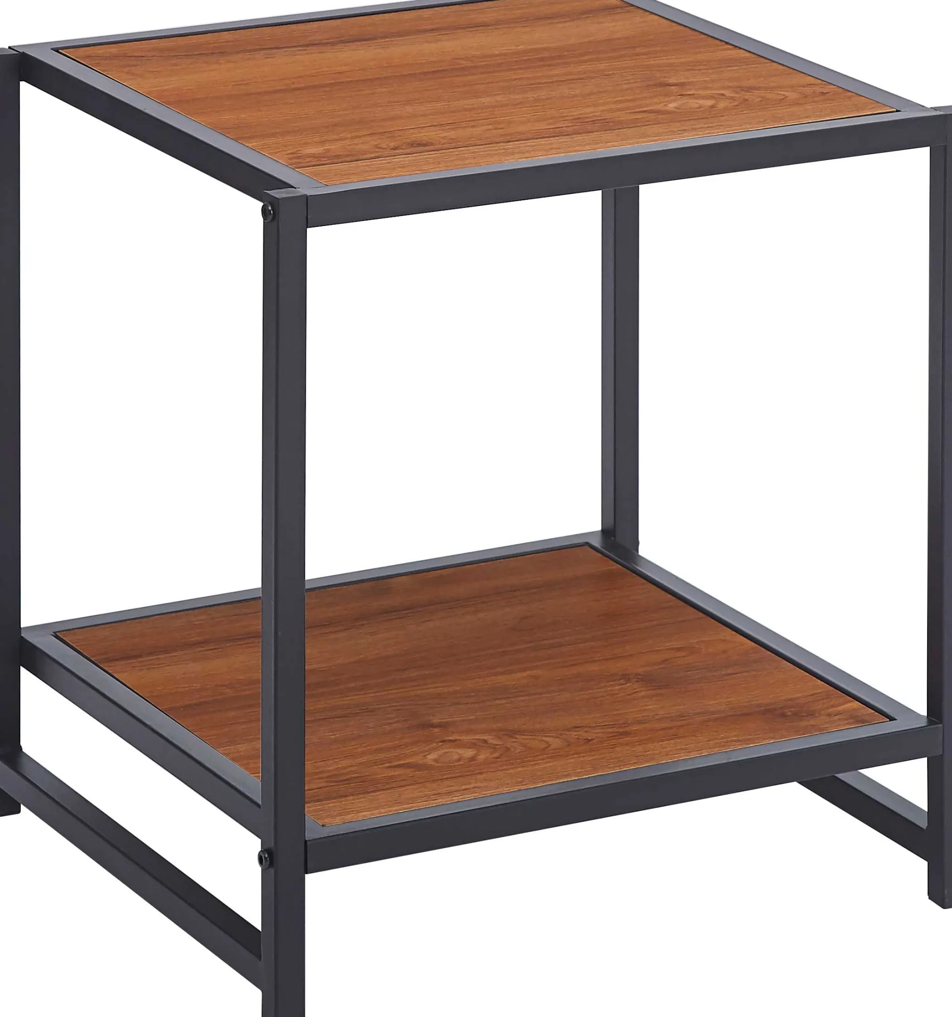 Emob Exclusive Marek Beistelltisch - 48x44x50cm - schwarzes Metall/Walnuss