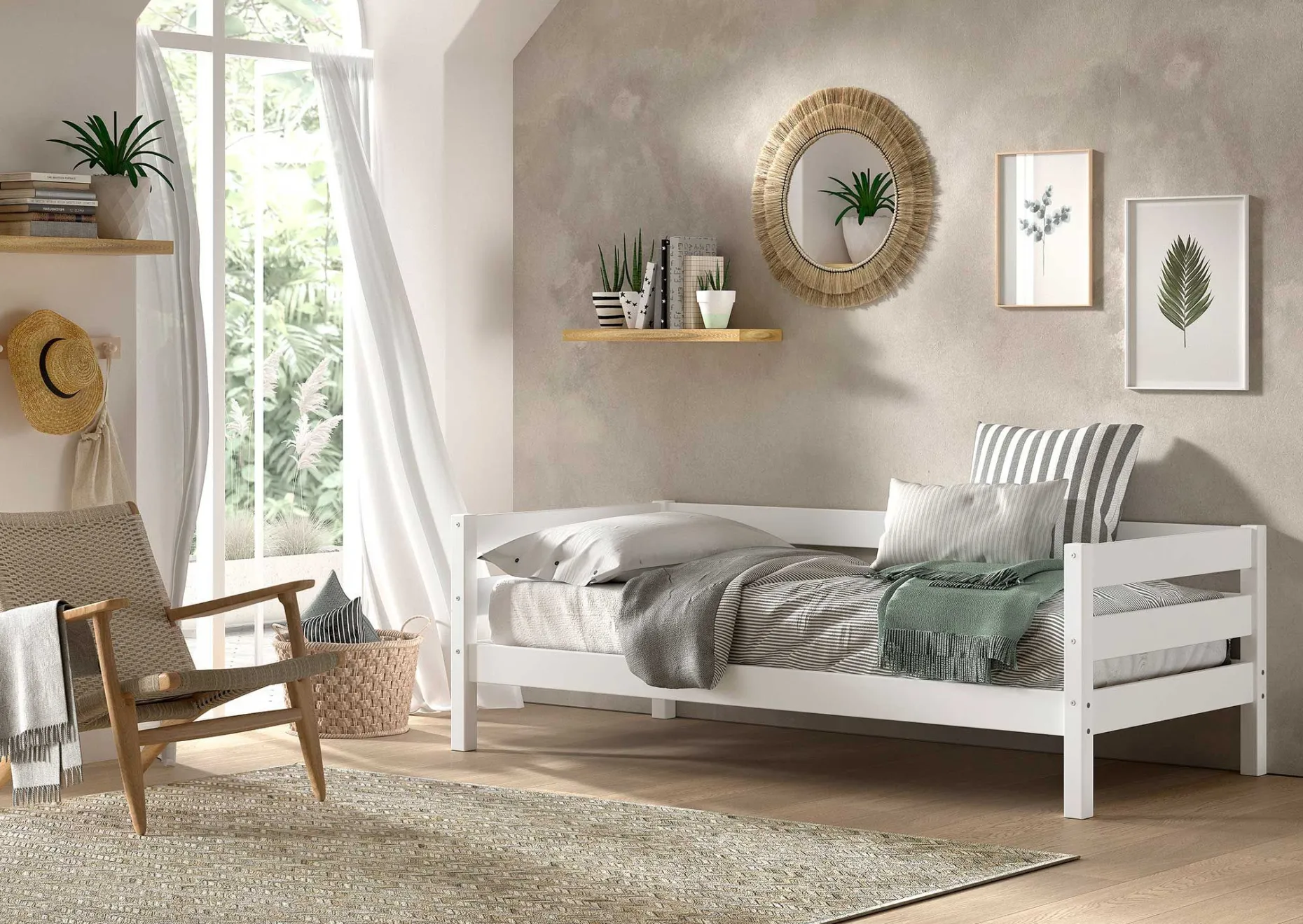 Margrit Weißes Kajuitbett (90 x 200 cm) Rollbett - Belgisches Design