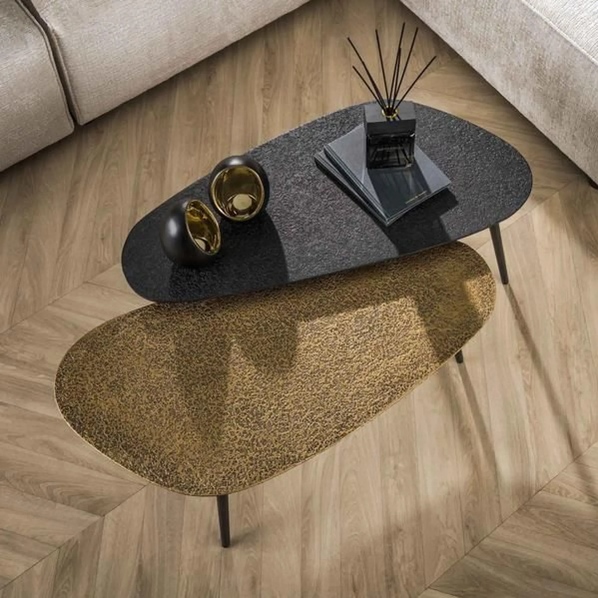 Emob Mariola Couchtisch-Set Bio-Metallic/