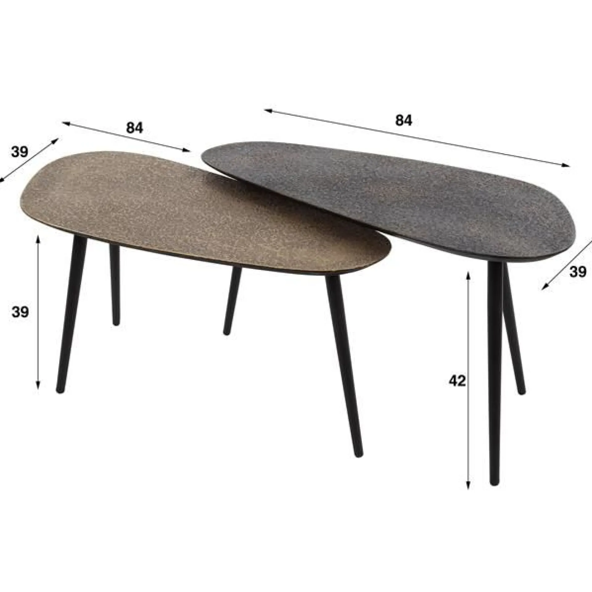 Emob Mariola Couchtisch-Set Bio-Metallic/