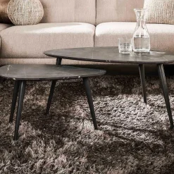 Emob Mariola Satz von 2 Couchtischen 80x44 cm--braun