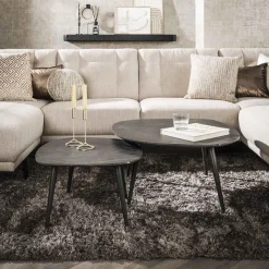Emob Mariola Satz von 2 Couchtischen 85x79x40 cm--braun